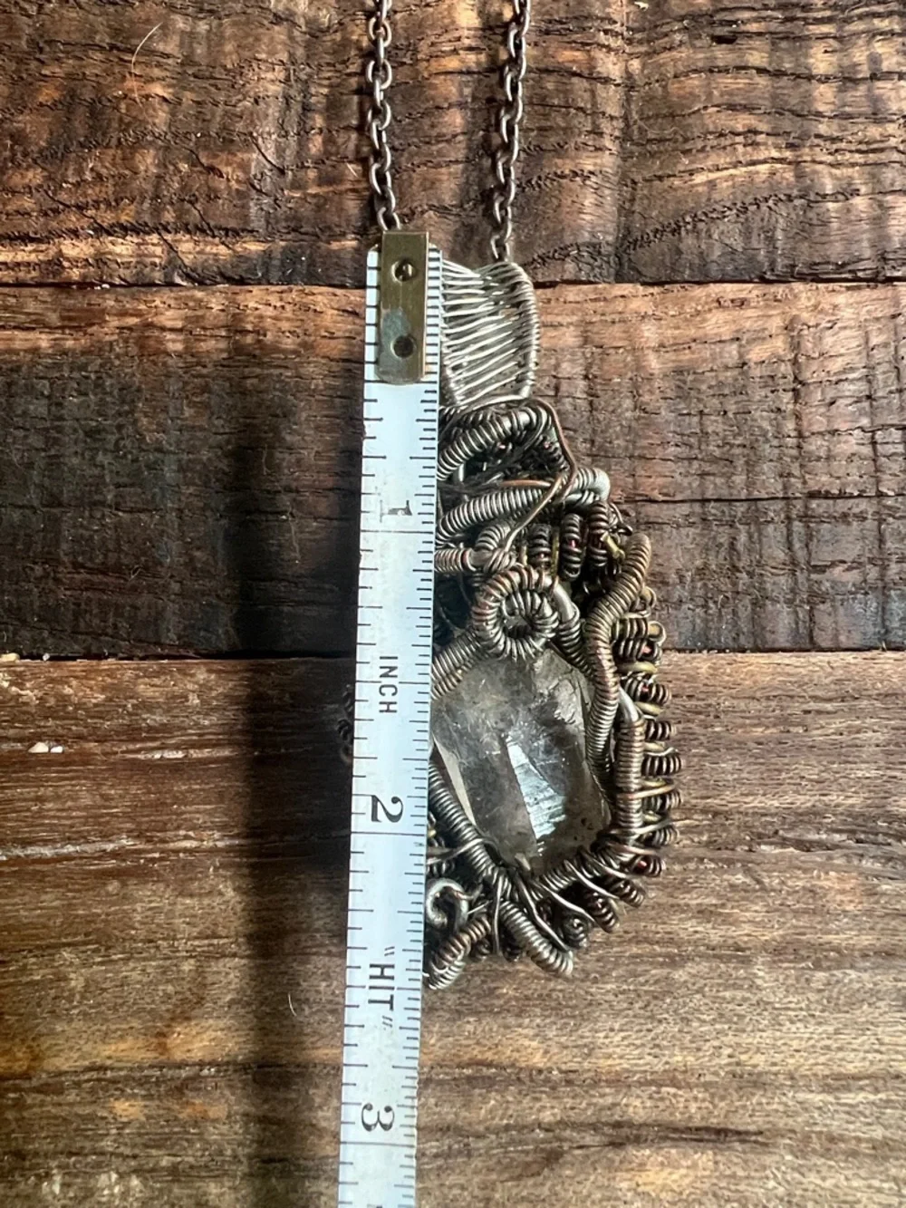 Handcrafted Wire-Wrapped Clear Crystal Pendant Necklace - Silver-Tone magical
